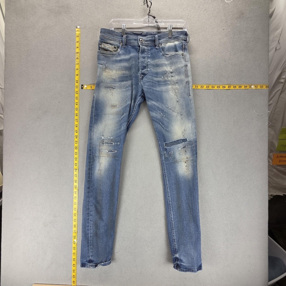 Diesel Jeans‎ Mens 29x32 Blue Tepphar Slim Carrot Thrashed Made in Italy 0846K